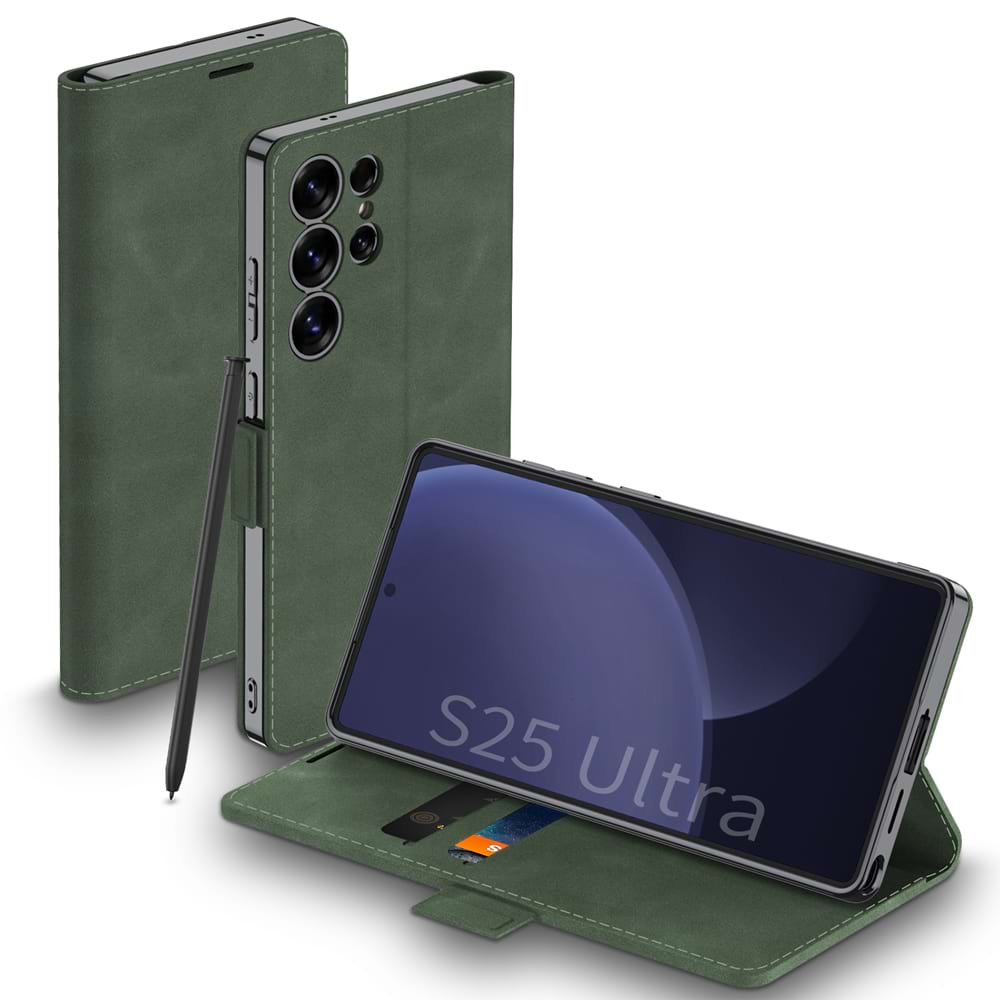Magnetic Buckle Frosted Leather Card Holder Flip Case for Galaxy S25 Ultra