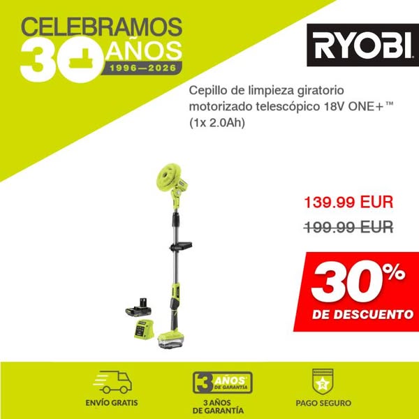 Cepillo de limpieza giratorio motorizado telescópico 18V ONE+™ (1x 2.0Ah)