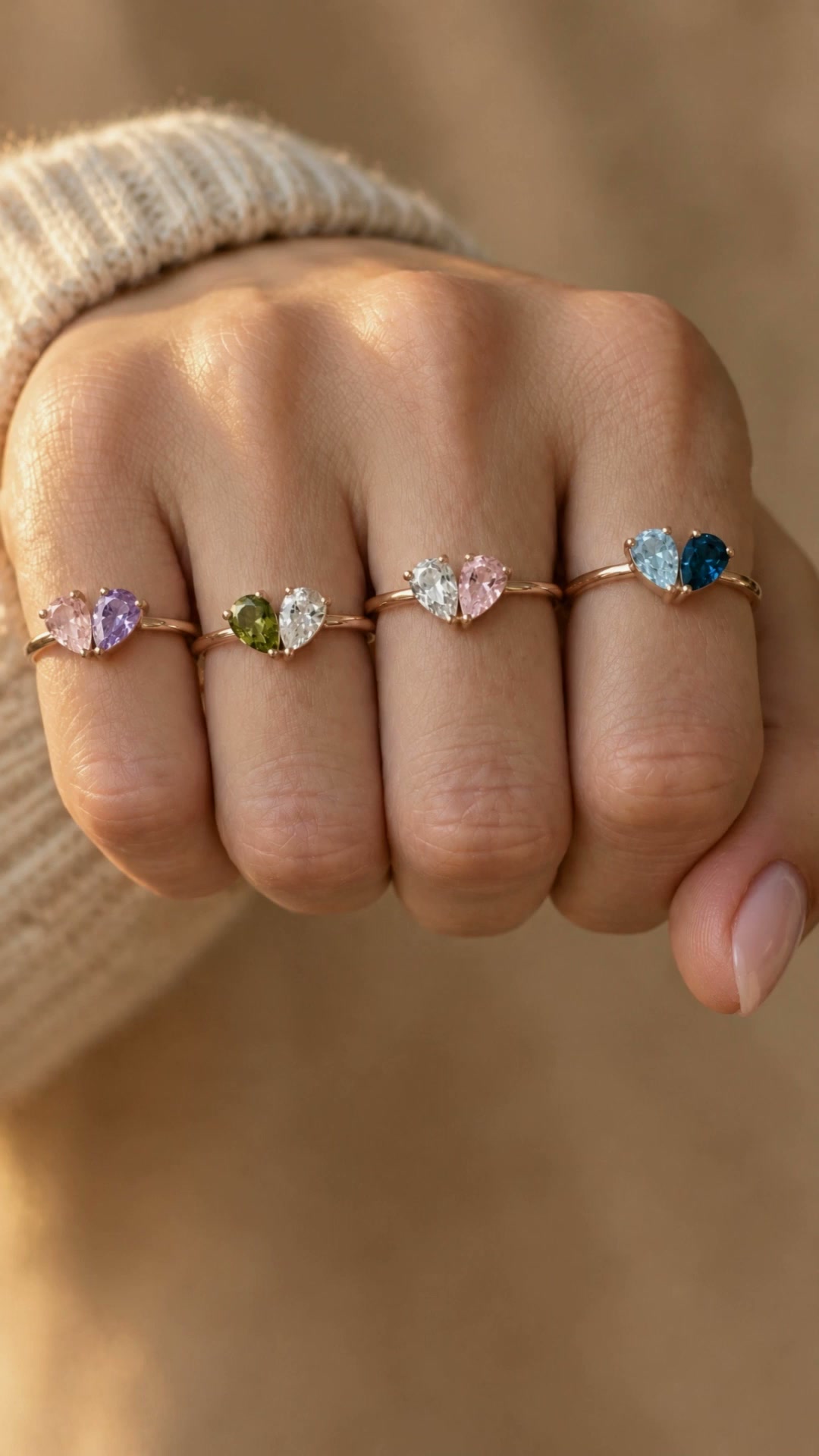 Two birthstones, one heart, one bond
