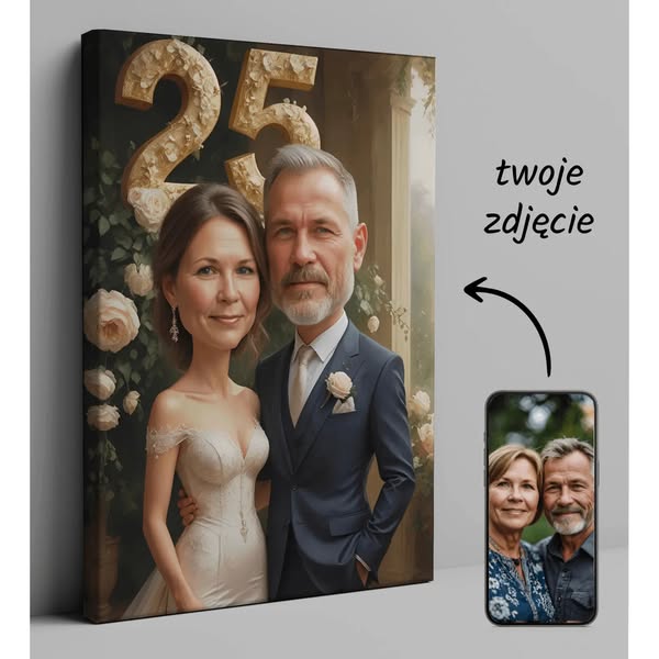 Wyjątkowa karykatura ślubna lub na rocznicę
