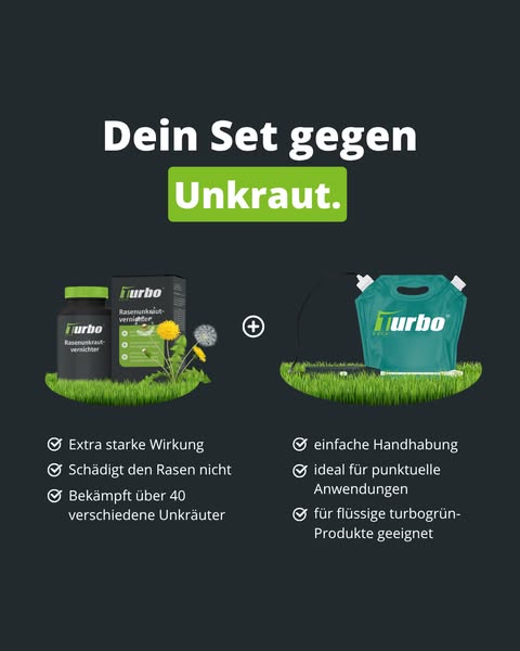 Unkraut raus. Rasen bleibt grün.