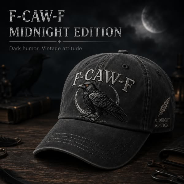 F-CAW-F Midnight Edition Raven Cap – Vintage Washed Embroidered Crow Hat - Buy 1