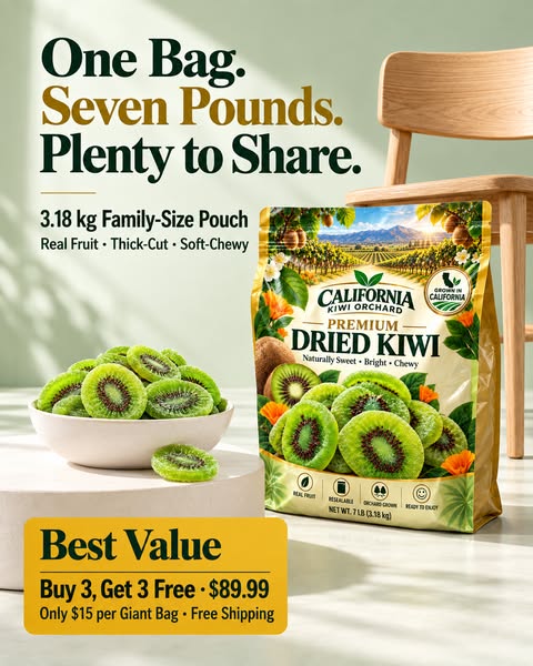 California-Grown Dried Green Kiwi — A Bright, Chewy Fruit Snack for Active Living