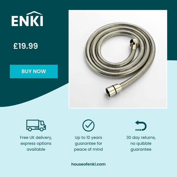 Flex shower hose stainless steel 1.5m standard bore - gold