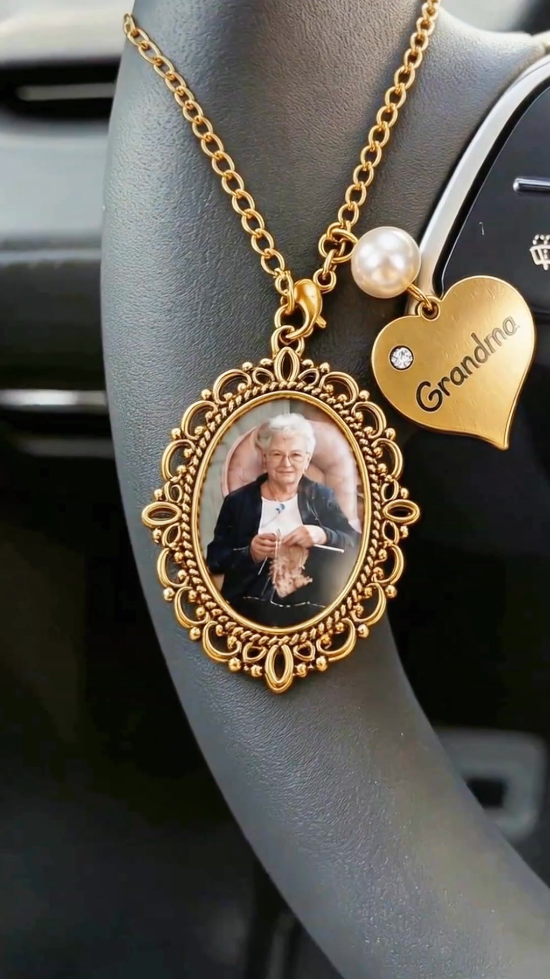 Personalized Loving Memory Heart Photo Steering Wheel Charm
