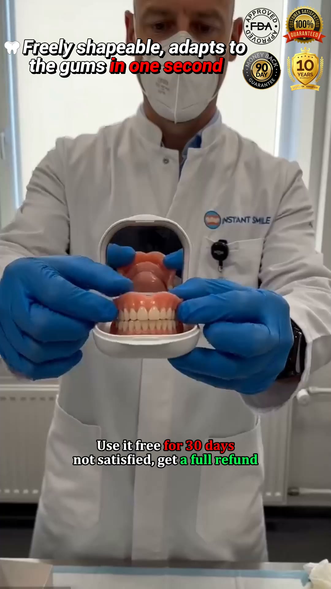No Messy Glue! Hypoallergenic & Custom-Fit for Sensitive Gums