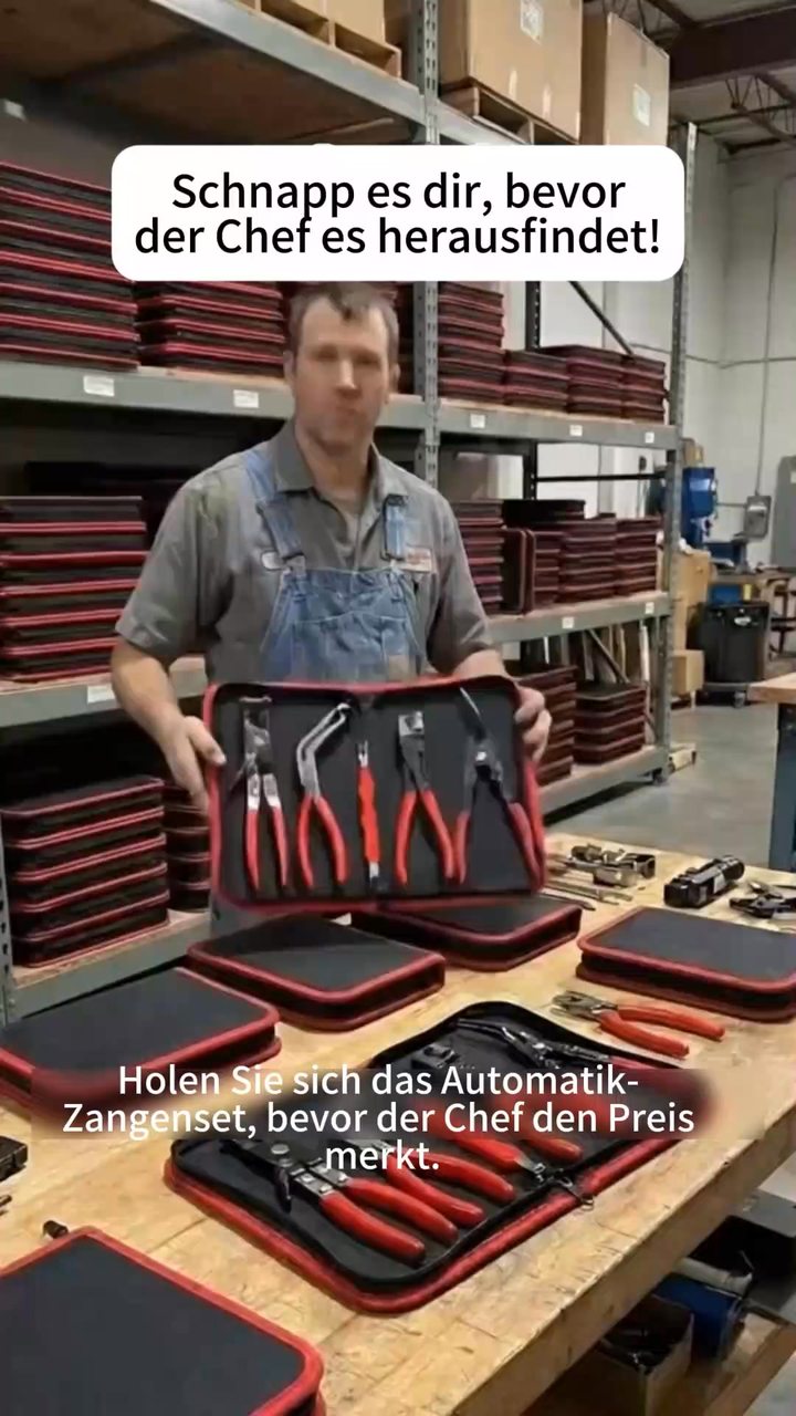 Satz mit 5 Zangen zum Trennen von elektrischen Leitungen und zum Entfernen von Zierleistenclips an Kraftfahrzeugen.