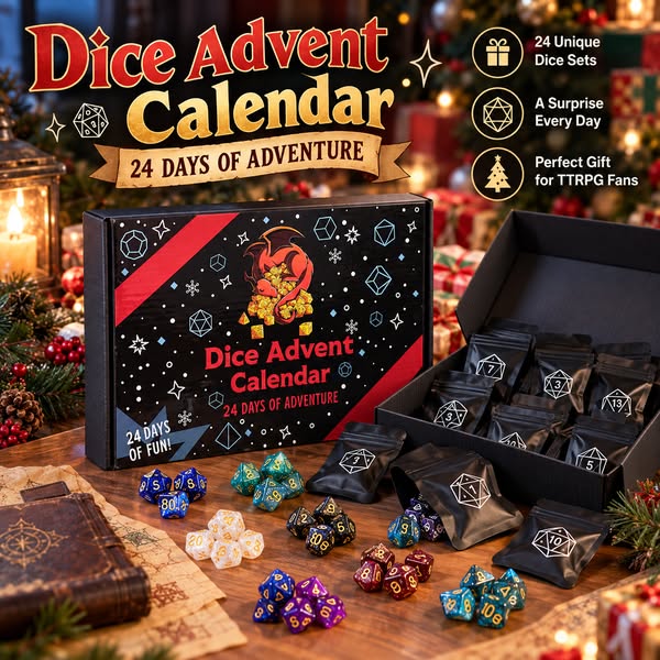 Random Dice Advent Calendar, Christmas Mystery Dice Box, Christmas Countdown Surprise, Mystery Dice Blind Bag, Christmas Gift, Dice Gift