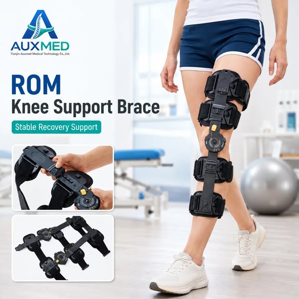 Wholesale ROM Knee Brace with Quick Lock Buckle Adjustable Straps and Universal Fit for Orthopedic Support
