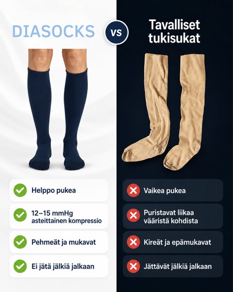 Mukavat ja helposti puettavat tukisukat