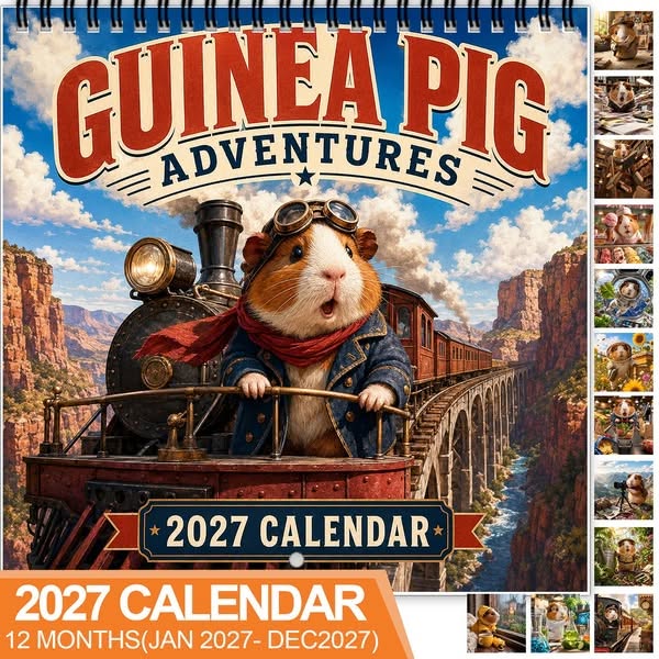 2027 Cute Guinea Pig Wall Calendar, Monthly Decor And Gift