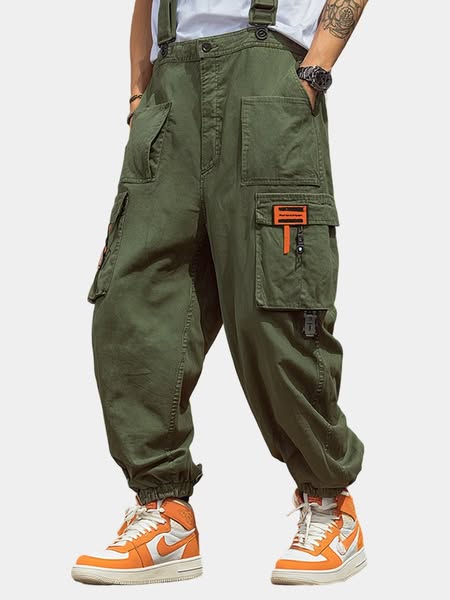 Men Street Plain All Season Cotton Daytime Loose Cargo pants H-Line Regular Cargo Pants