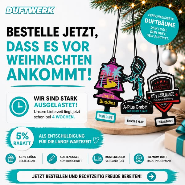 Personalisierte Duftbäume – jetzt für Weihnachten bestellen