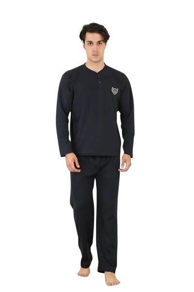 Ανδρική Πιτζάμα Βαμβακερή Plus Size V1065 - BLUE BLACK - 4XL