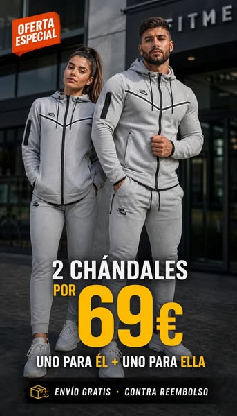 2 chándales completos por solo 69€ — uno para él, uno para ella.