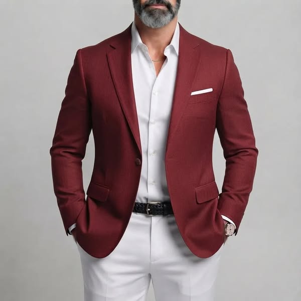 Men's Solid Color Single Breasted Notch Lapel Slim Fit Business Casual Blazer