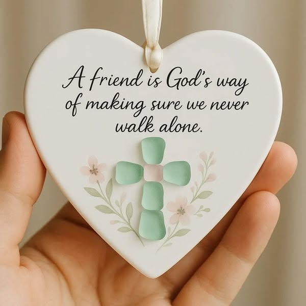 Heart-Shaped Sea Glass Friendship Decor - Shaped by Nature & Crafted by Hand