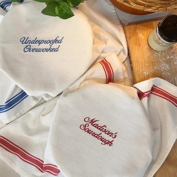 Personalized Sourdough Towel | Custom Embroidered Banneton Cover