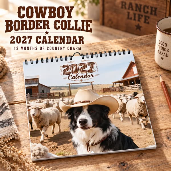 Cowboy Border Collie 2027 Calendar