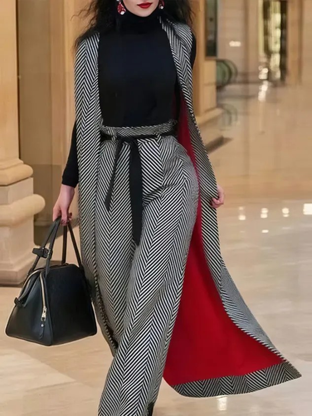 Gilet a spina di pesce con scollo incrociato