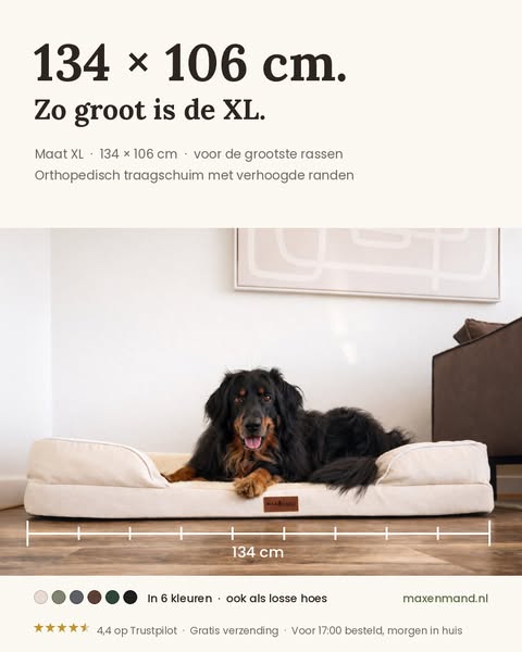 134 × 106 cm. Dat is pas groot.