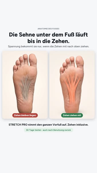 Dehnt vom Fuß bis in den Rücken