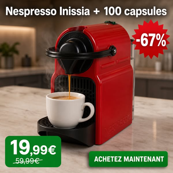 Nespresso Inissia + 100 capsules — 19,99 €