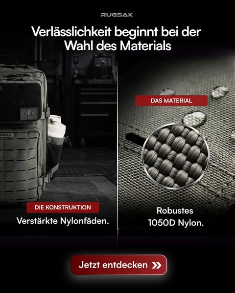 1050D Nylon. Original YKK. 3 Jahre Garantie.