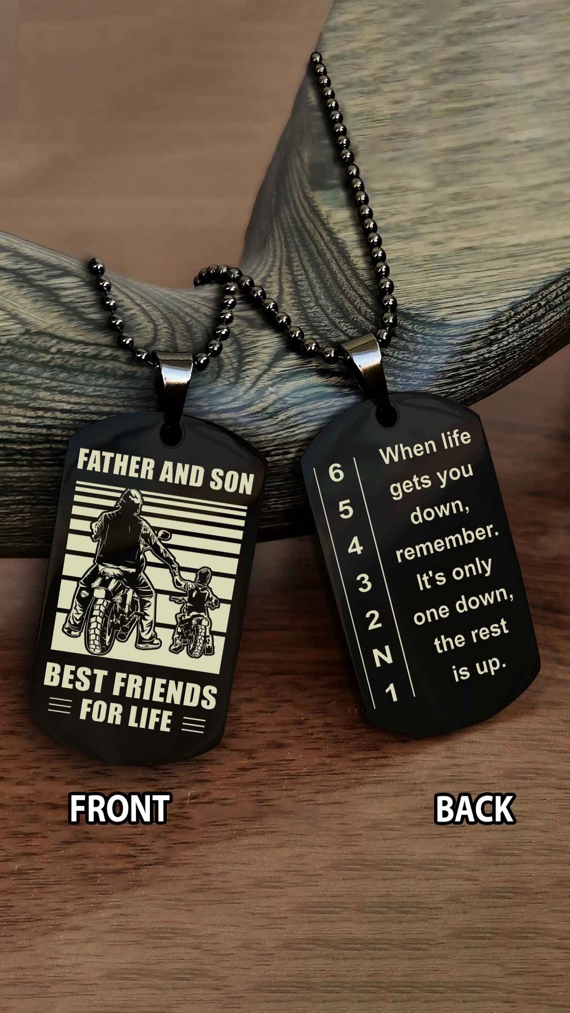Dad to Son Gift – Biker Dog Tag