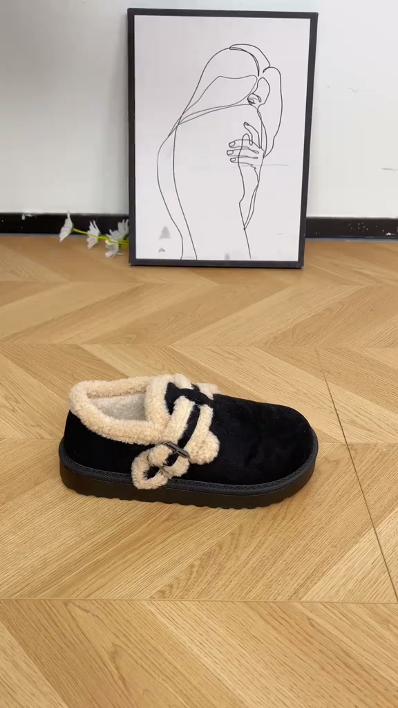 Black Platform Fur Mules