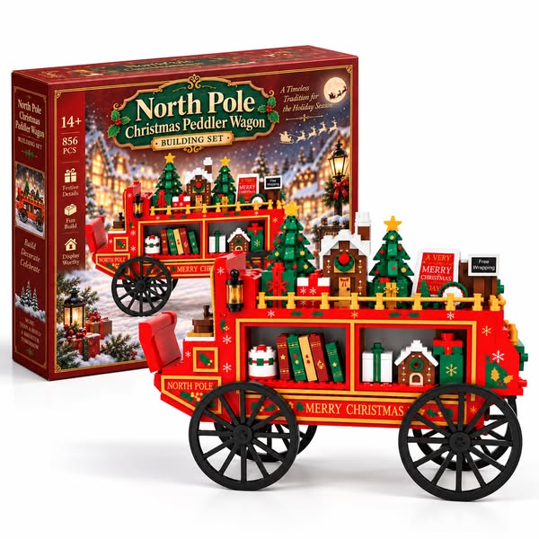 North Pole Christmas Wagon Building Set