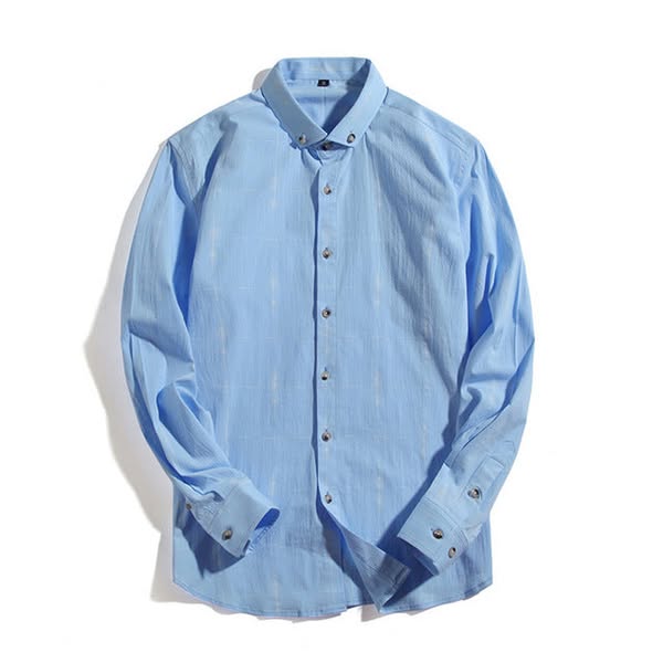 Chalk Stripe Style Plaid Men Long Sleeves Shirt