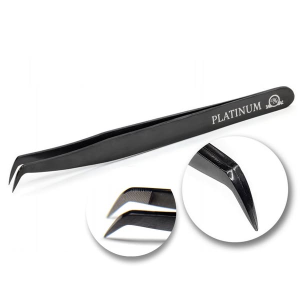 Pęseta do przedłużania rzęs Black Laser PLATINUM Onyx Edition