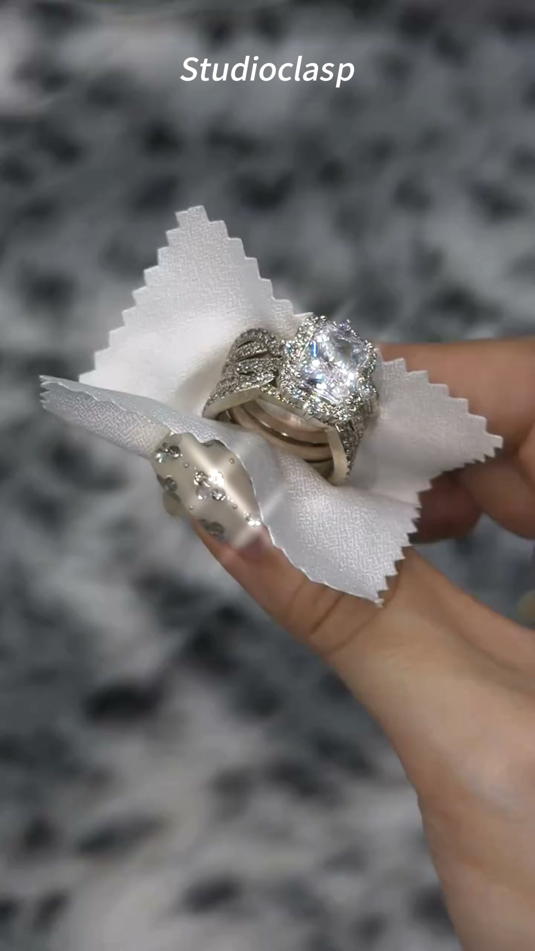 S925 Sterling Silver Radiant Cut Diamond Two Piece Bridal Ring Set For Women