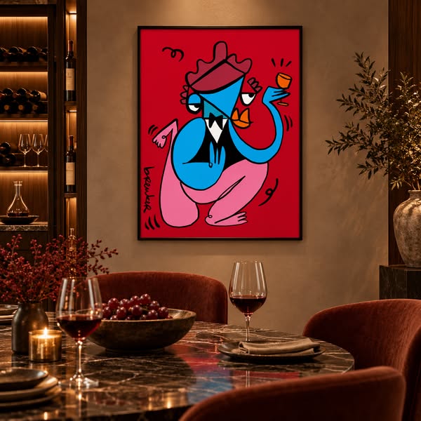Wine Man | Wijn Kunst & Kleurrijke Pop Art | Hans Breuker