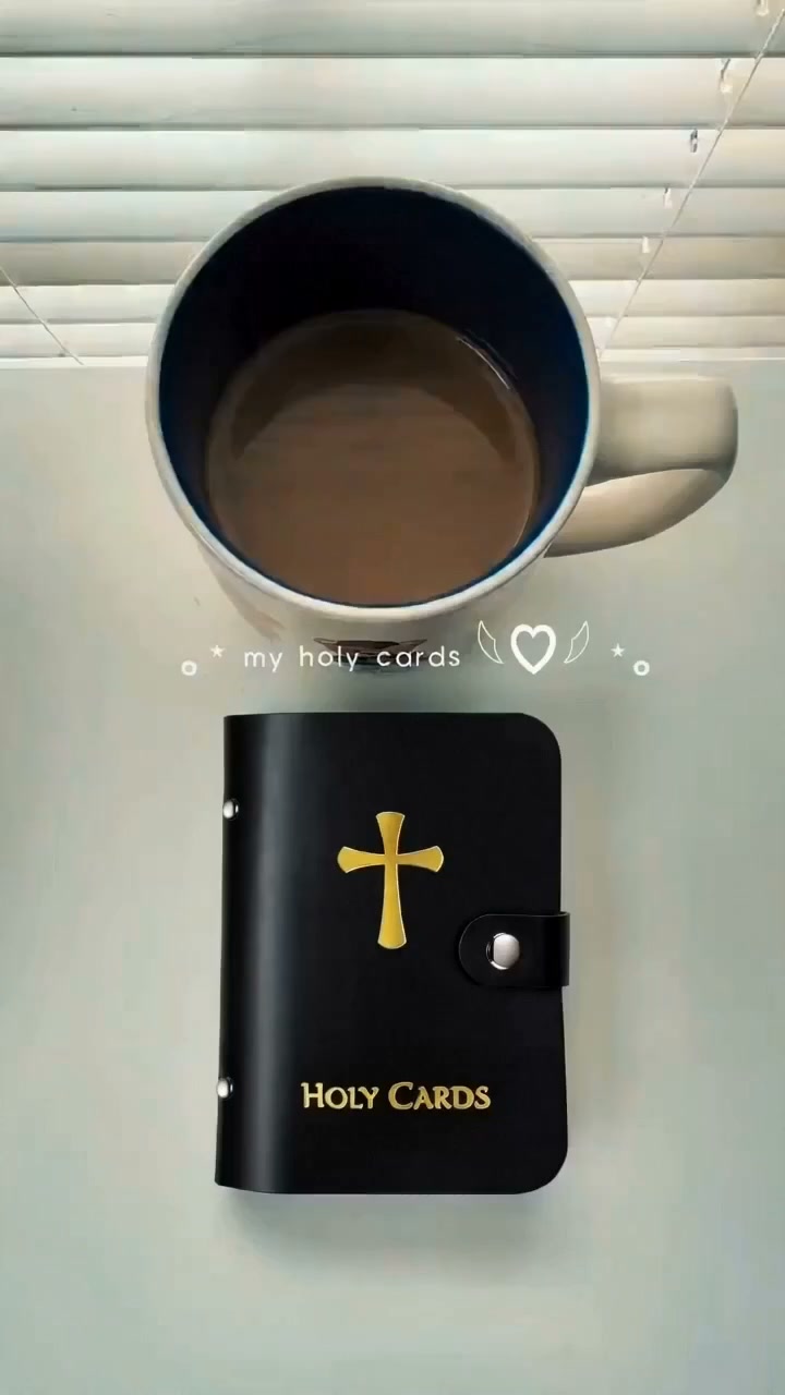 Catholic PVC+PU leather Holy Card Holder – Pocket Prayer Card Organizer with Snap Closure