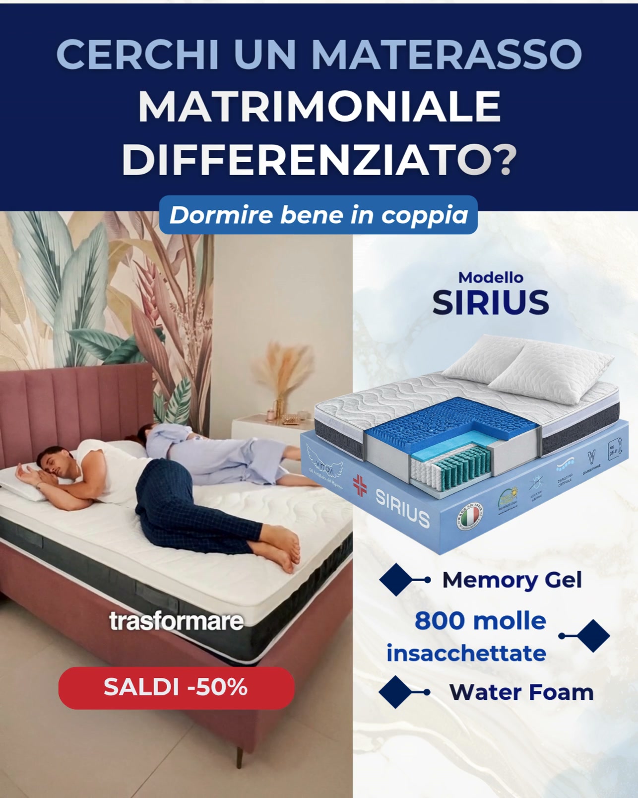 Materassi a molle Vimavì al 50%