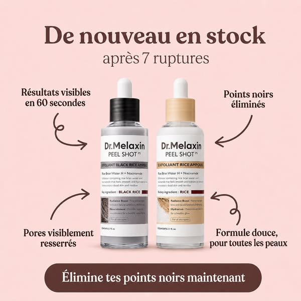 Peel Shot coréen – Désobstrue les pores, lisse la peau et ravive l’écl