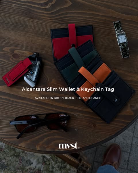 Alcantara Slim Wallet & Keychain Tag