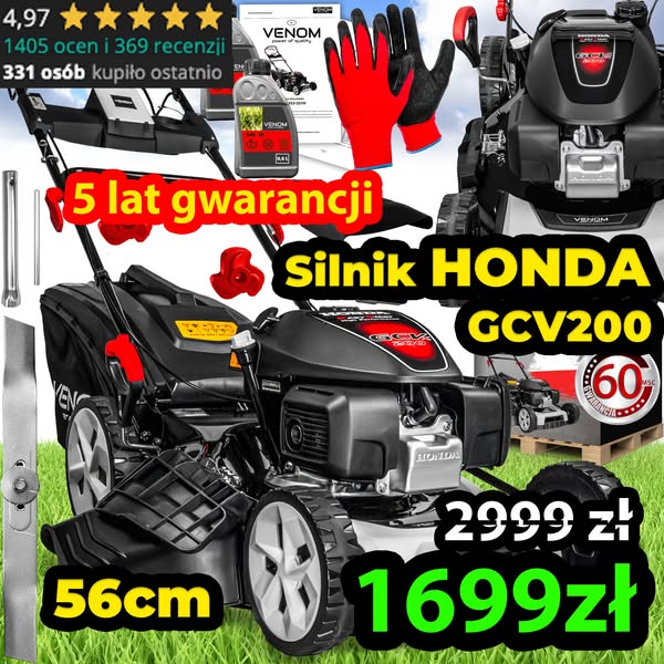 Kosiarka Spalinowa HONDA VENOM 56CM Duża GCV 201cc Napęd 9w1 Mulczowanie Profesjonalna