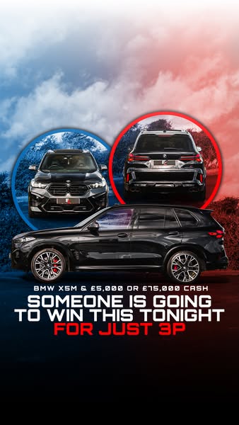 Win a BMW X5M + £5k For Just 3p!