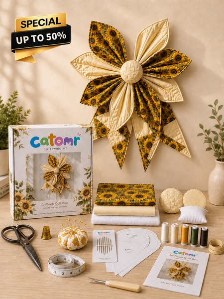 Large Patchwork Bow Sewing Kit - Sunflower