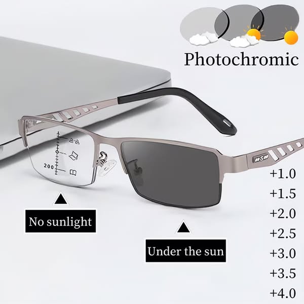 The creative behind it: Special Price $12.99 Today!!!Ultra-Light Multi-Focal Photochromic Reading Glasses - Gray / Multi-focal & Photochromic / +1.00 / 40-45 AGE