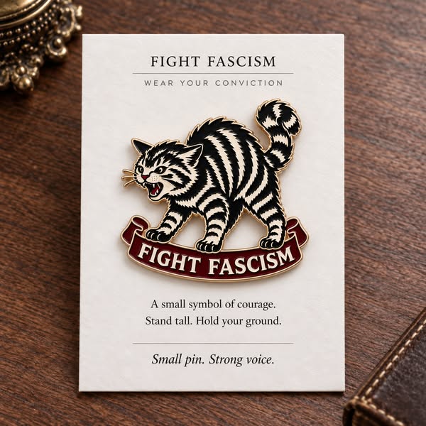 Fight Fascism Cat Pin