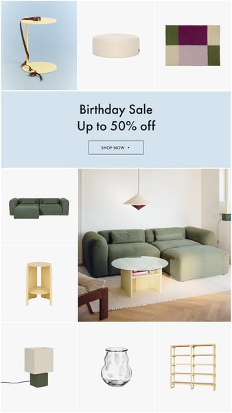Furniture & accessories up to 50% off