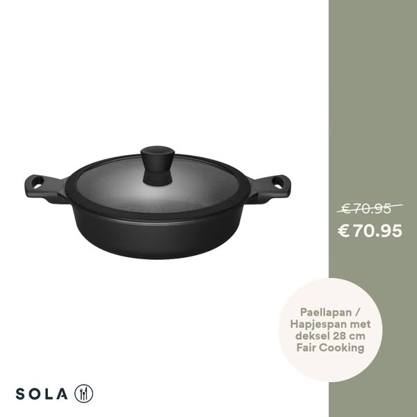Paellapan / Hapjespan met deksel 28 cm Fair Cooking