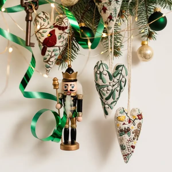 DIY Heart Shaped Hand Embroidered Christmas Ornament/Ornament Kit