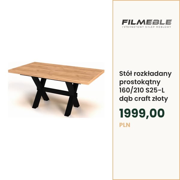 Stół rozkładany prostokątny 160/210 S25-L dąb craft złoty