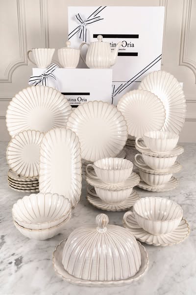 Service vaisselle Fleur blanche complet