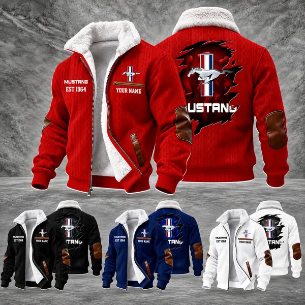 Mustang Casual Design Custom Name Fleece Jacket
